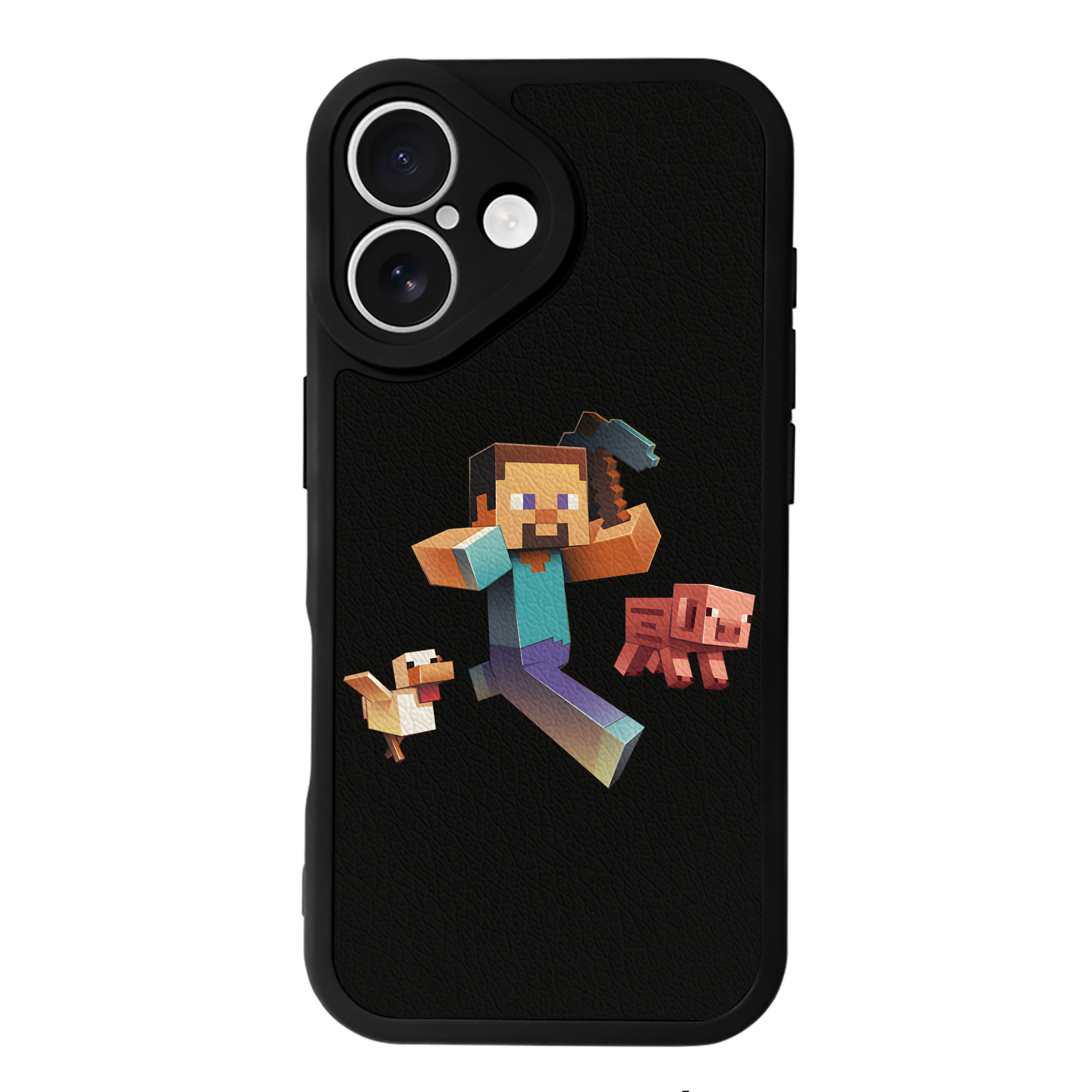 （画像用） マインクラフト ブロックの世界 Minecraft MC Block world 【iPhone 16シリーズ対応】シリコンスマホケース（レザー調） 材質：シリコン